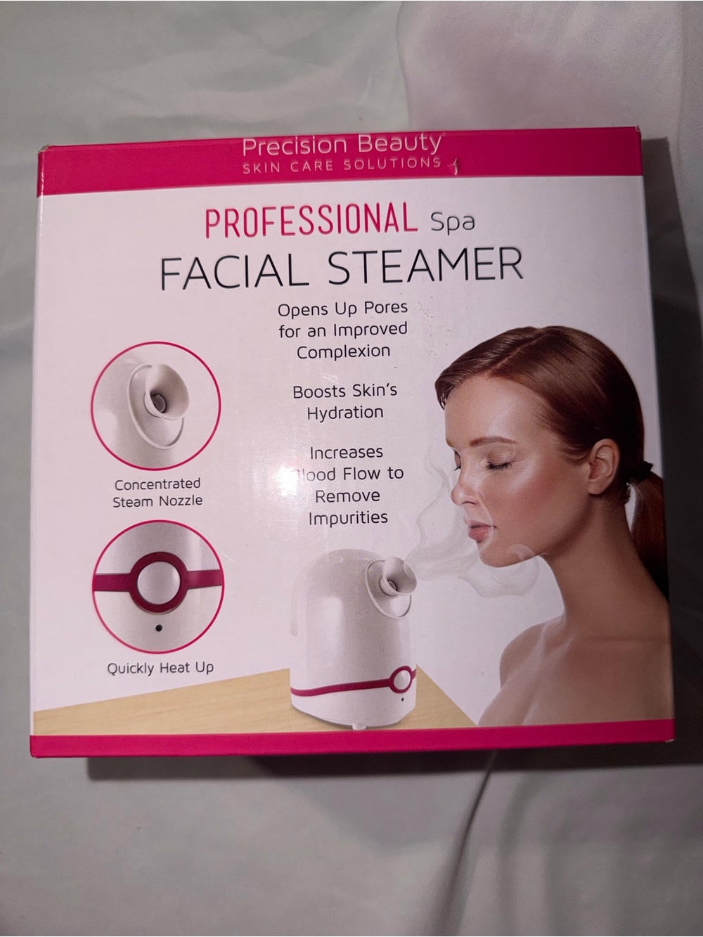 Precision Beauty Professional Spa Facial Steamer - White & Pink